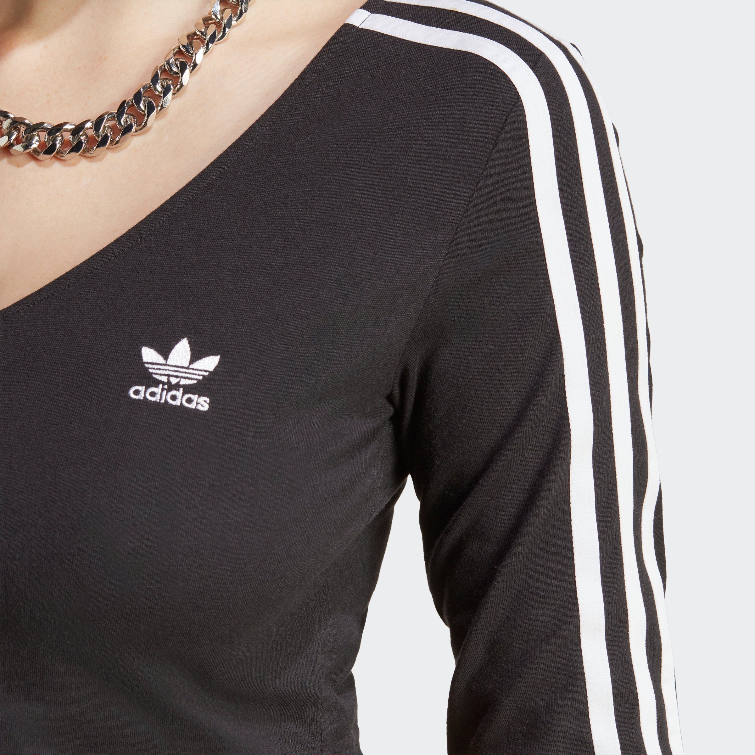 ADICOLOR CLASSICS LONGSLEEVE BUTTON Black adidas Originals Langarmshirt 3STREIFEN