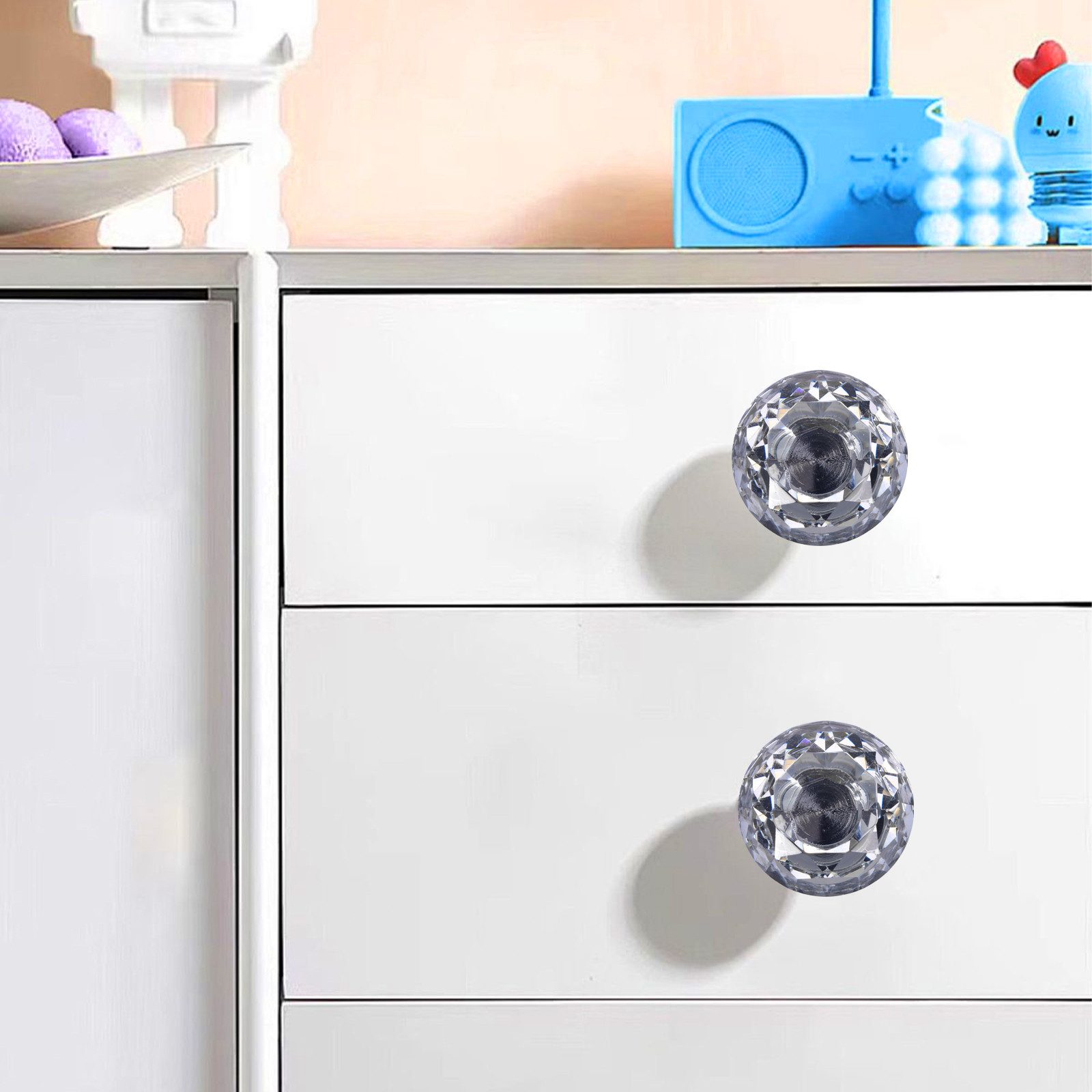 BlingBin Möbelknopf 12 Stück Kristall Schubladenknöpfe, Diamant Möbelknöpfe Schrankknöpfe (12er Set, 12-St., Transparent), 30 mm Ziehgriffe, Küchenschrankknöpfe für Kommoden, Schubladen
