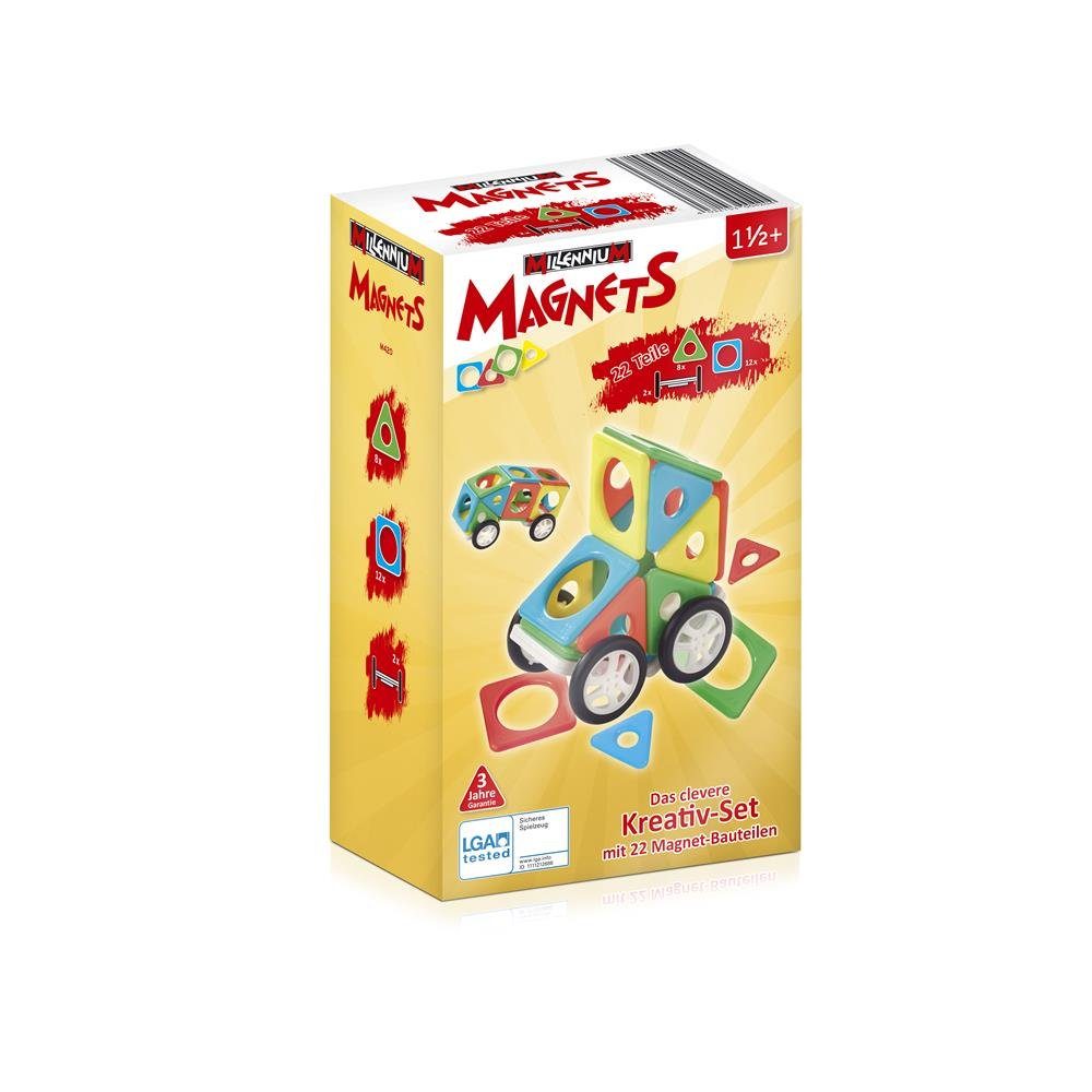 Millennium M420 Konstruktions-Spielset, Magnets Bau Set Fahrzeug 22 Teile Magnetbausteine Kreativ-Set Baukasten Magnete, Kinder Konstruktionsspielzeug-Set, mehrfarbig