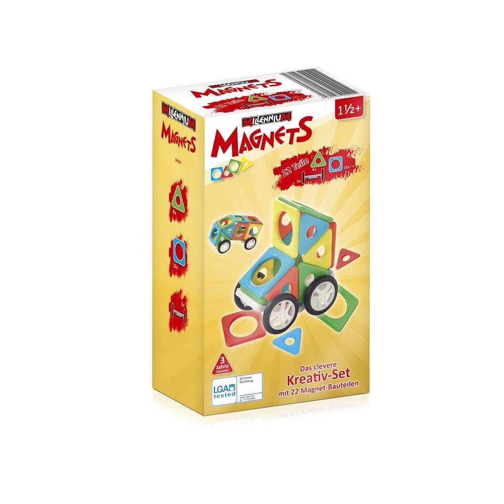 Millennium Konstruktions-Spielset M420, Magnets Bau Set Fahrzeug 22 Teile  Magnetbausteine Kreativ-Set Baukasten Magnete, Kinder  Konstruktionsspielzeug-Set, mehrfarbig