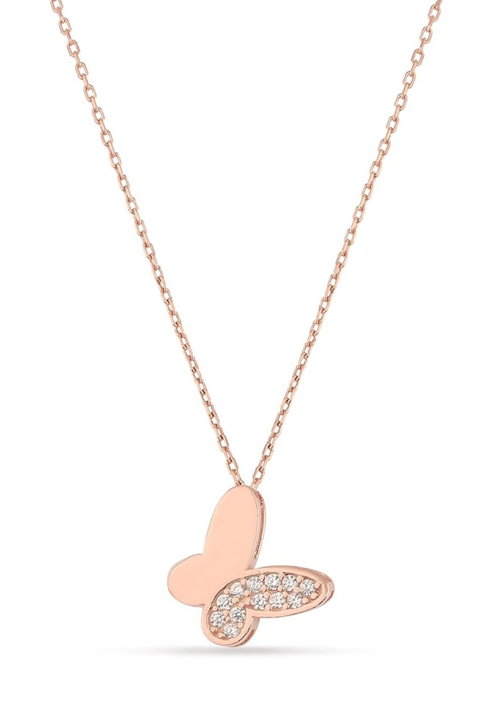 Einzelstück Charm-Kette Halskette Farfalle mit Schmetterling Anhänger 925 Sterling Silber