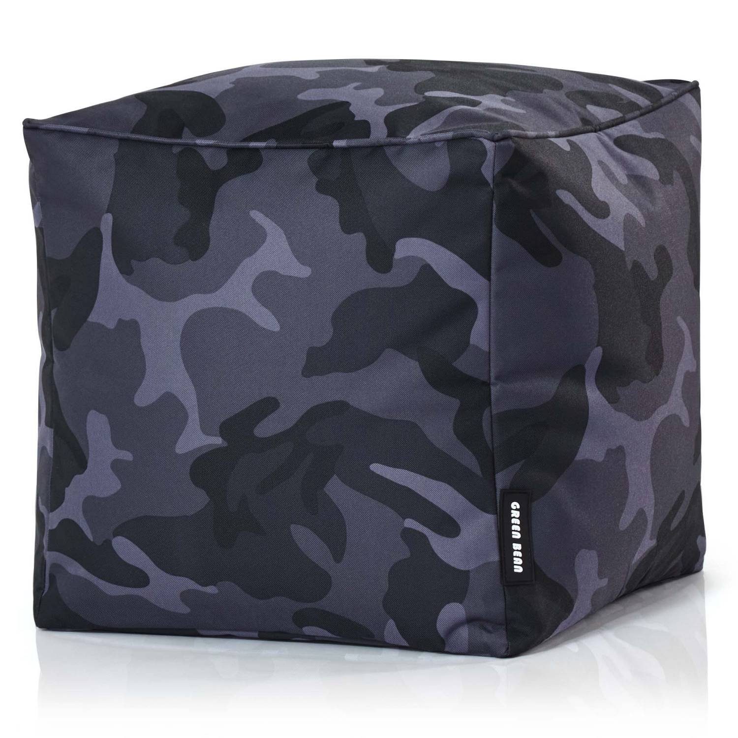 Green Bean Sitzsack Cube (Hocker 40x40x40cm mit EPS-Perlen Füllung, Fußhocker Fußkissen Sitz-Pouf für Sitzsäcke), Bodenkissen für Kinder und Erwachsene - Sitzkissen Sitzhocker Camouflage Blau