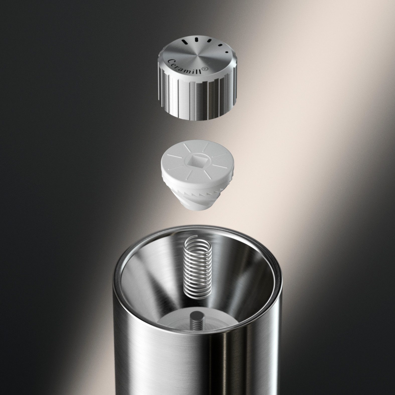 WMF Gewürzmühle Signature Pro, aus Edelstahl manuell, (1 Stück), Keramikmahlwerk, einstellbarer Mahlgrad, magnetischer Deckel