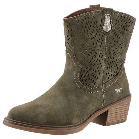 Mustang Shoes Westernstiefelette Cowboy Stiefelette, Boots mit aufwändiger Perforation am Schaft