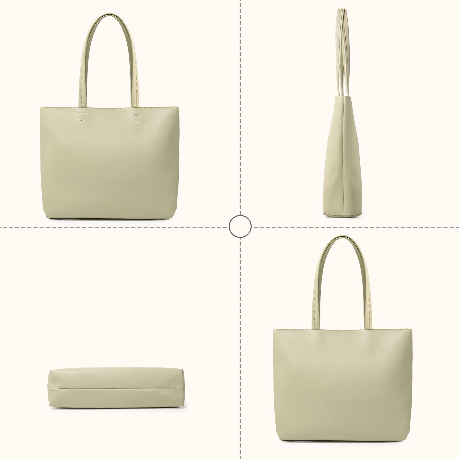 TAN.TOMI Shopper Damen Henkeltaschen, Einfache Handtaschen PVC Tote Shopper Bag, Handtasche für Arbeit, Schule, Einkauf mit Innentasche