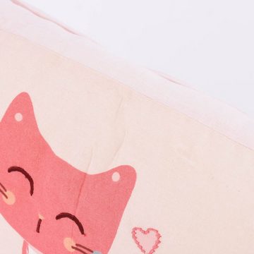 SCHÖNER LEBEN. Dekokissen Kinderkissen Baumwolle Kätzchenprint Pompons rosa 30x50cm