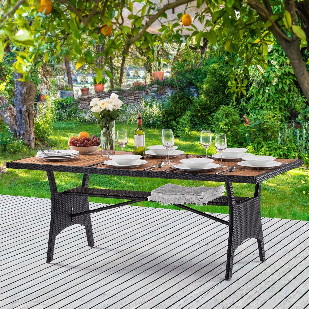 Casaria Gartentisch (1-St), Polyrattan mit Ablage FSC®- zertifiziertes Akaz günstig online kaufen