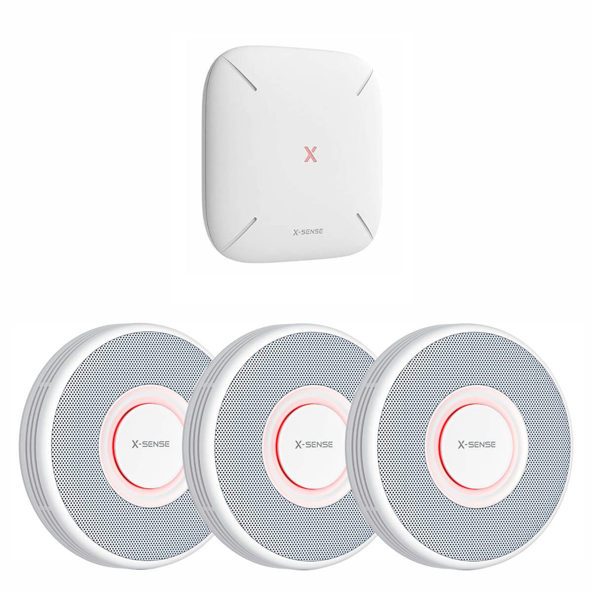 X-SENSE XS0B-MR31 Rauchmelder-Set mit Basisstation SBS50 & 3x XS0B-MR Rauchmelder (Sprachalarm mit Standortangabe, App-Benachrichtigungen)