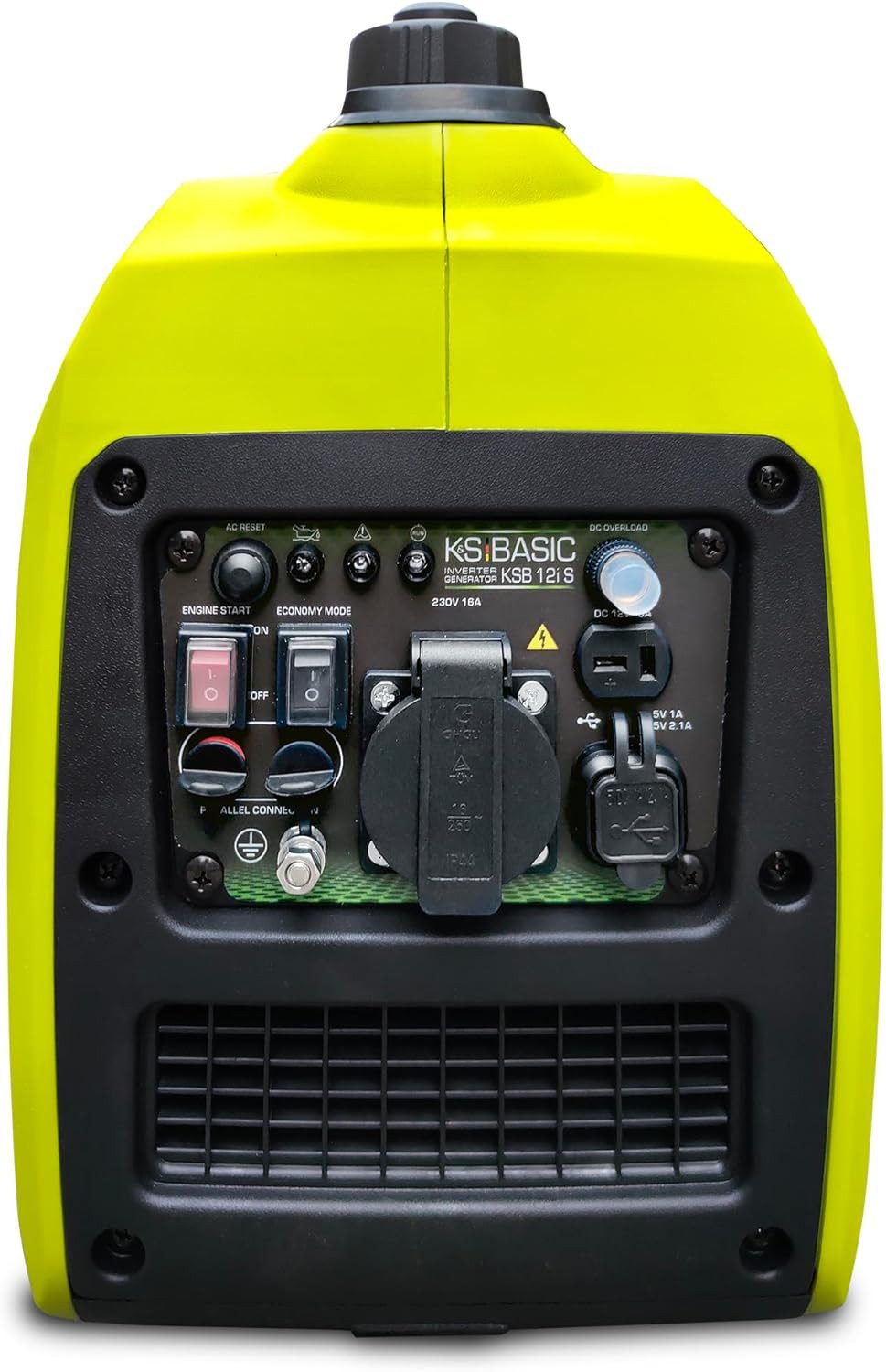 Könner & Söhnen KSB 12i S generator, 1.20 kW (ultra-lightweight inverter generator, parallel connection possible, 1-piece, 1.2 kW, 62 dB(A), ECO mode for up to 50% fuel savings), pure sine wave, 2x USB, 11.5 kg, carrying handle, EURO 5