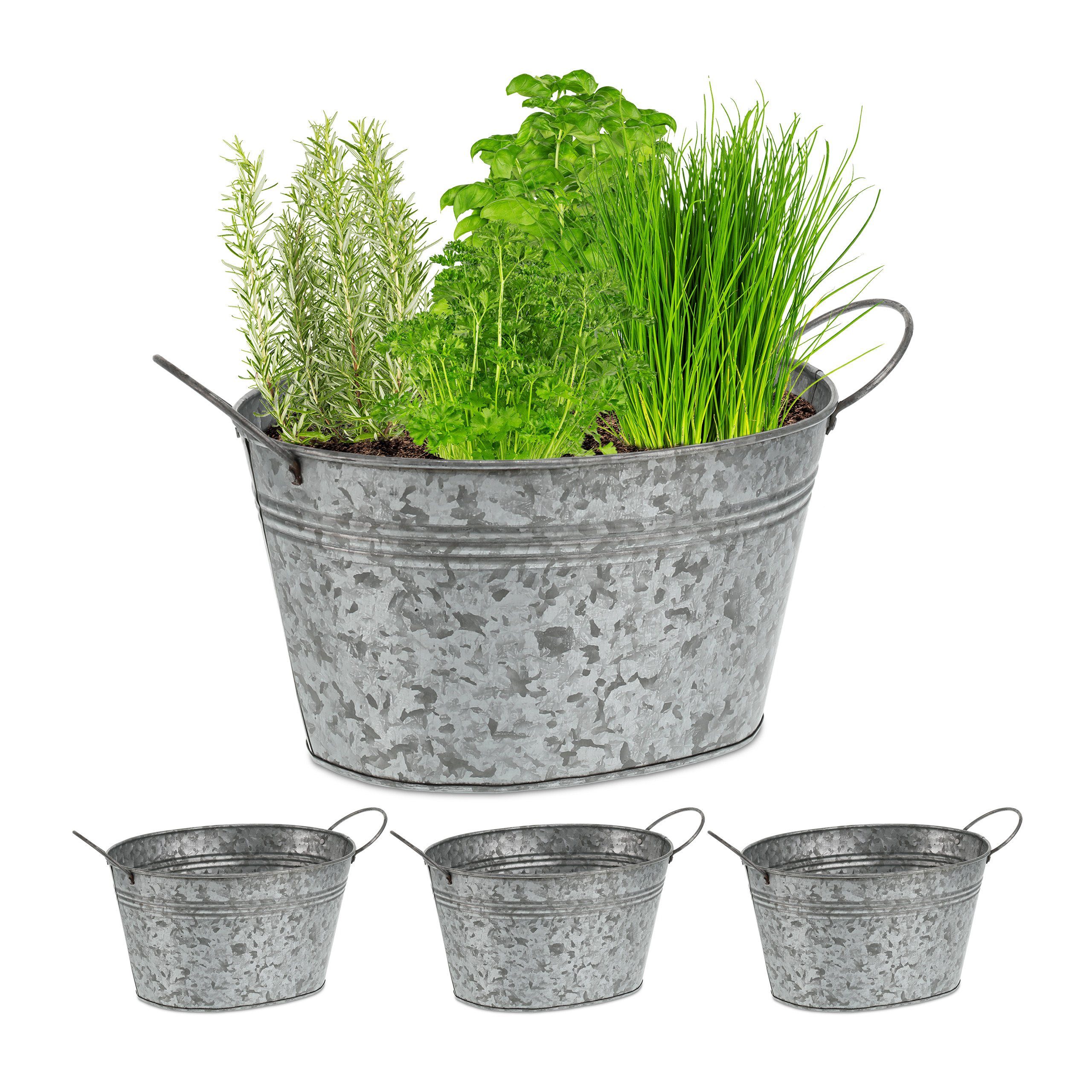 Pflanzkübel Zinkwanne 4er Set
