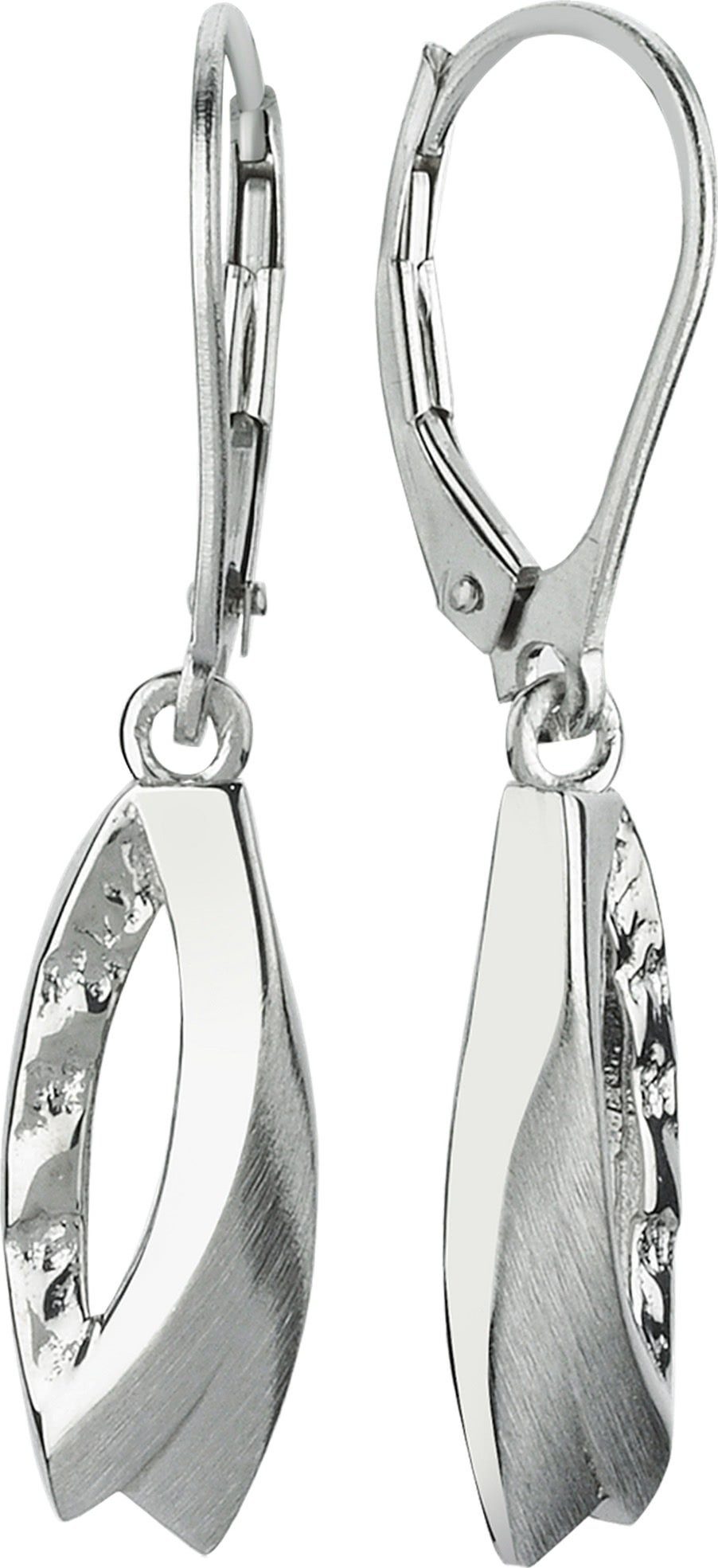 Balia Paar Ohrhänger Balia Damen Ohrringe matt poliert (Ohrhänger), Damen Ohrhänger Blätter aus 925 Sterling Silber, Länge ca. 3,5cm