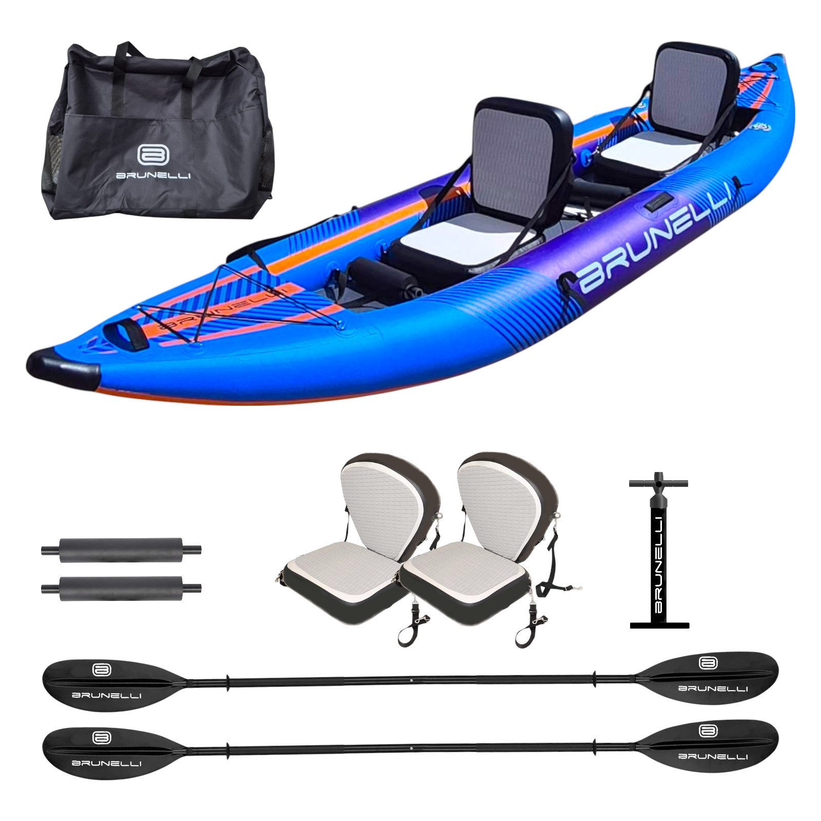 Brunelli Tourenkajak Brunelli 2 Personen Kajak SET aufblasbar Drop-Stitch Kanu Kayak Tour