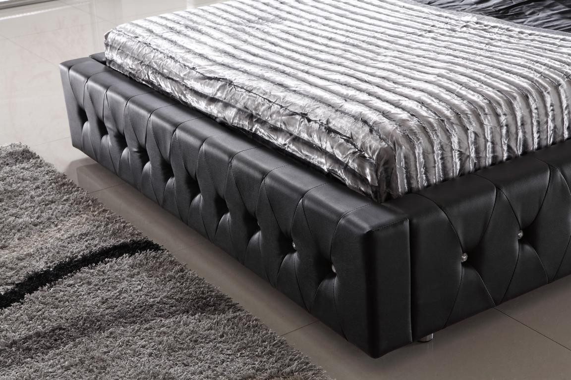 Xlmoebel Polsterbett Luxuriöses Leder-Chesterfield Doppelbett im modernen Design (Bettgestell, 1-tlg., Designer Bett B04 Black), Hergestellt in Europa
