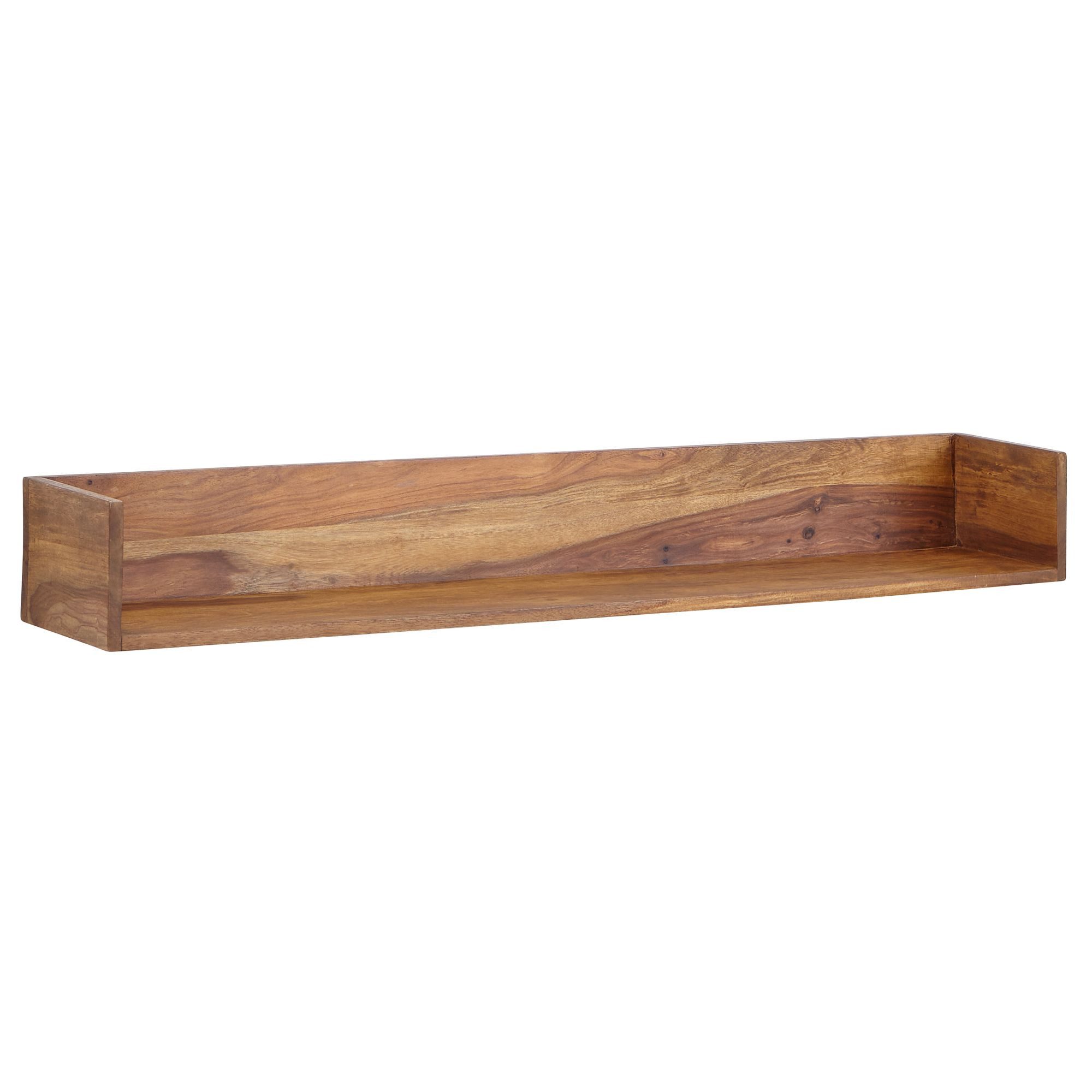 furnicato Wandregal Massivholz, Walnuss Finish 120x15x20 cm Braun