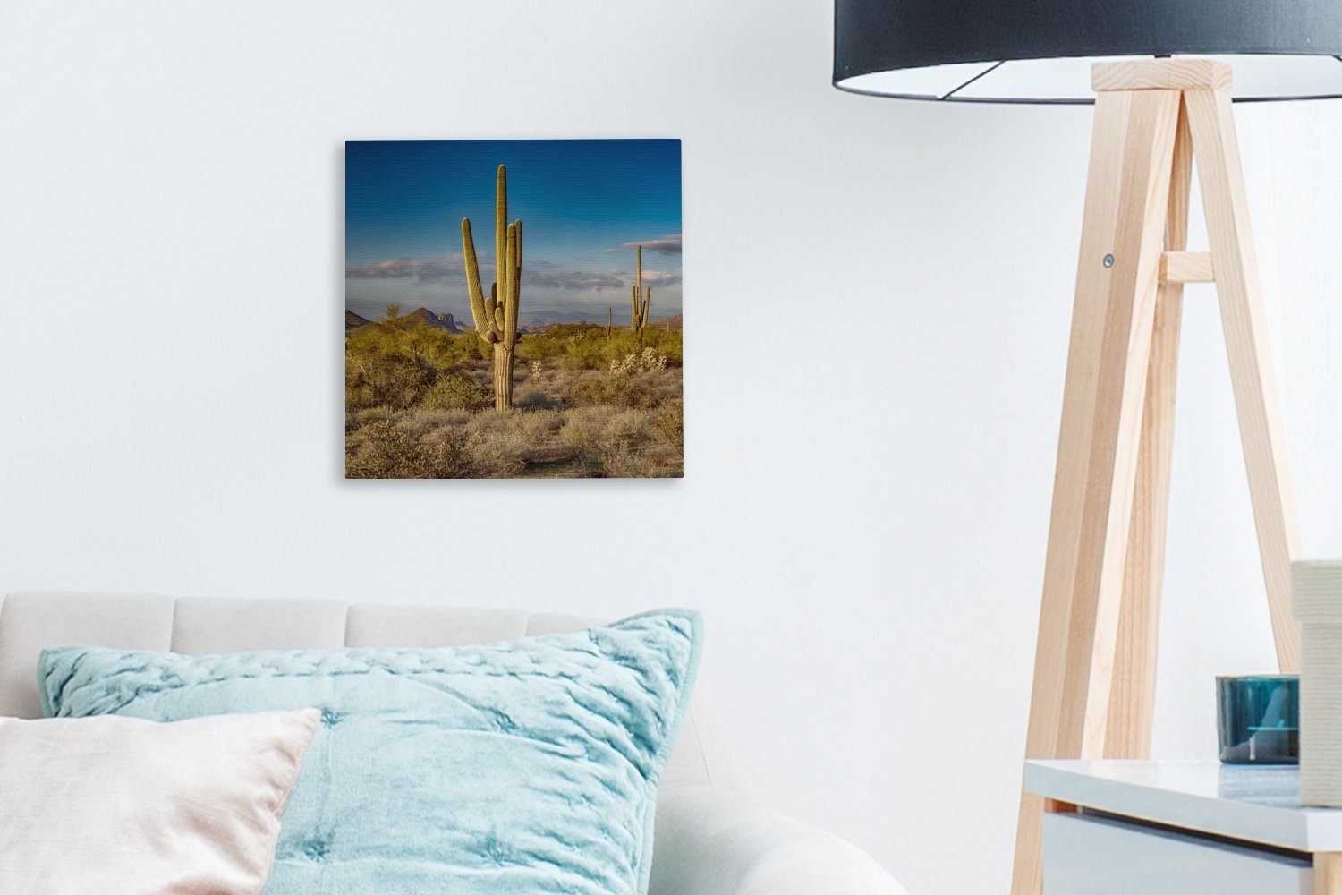 in Wohnzimmer für bei St), (1 Sonnenuntergang Bilder OneMillionCanvasses® Kaktus Leinwandbild Schlafzimmer Leinwand Arizona,