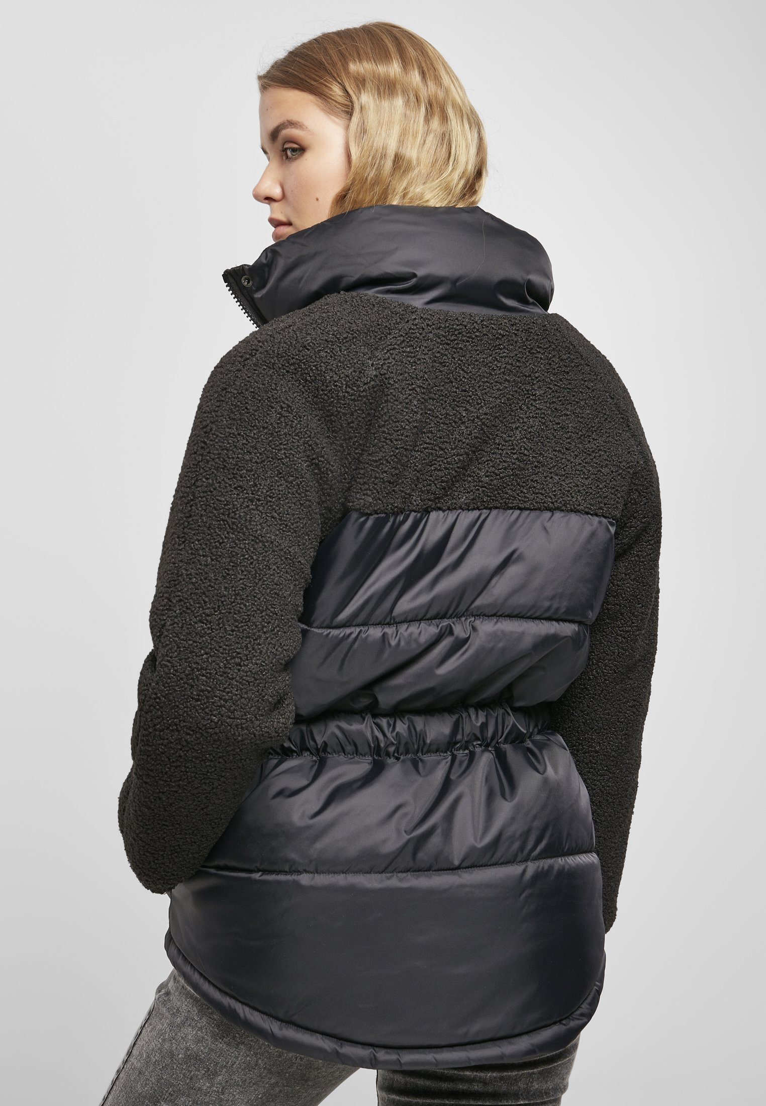 URBAN Puffer Damen Sherpa Ladies Mix (1-St) black Jacket Winterjacke CLASSICS