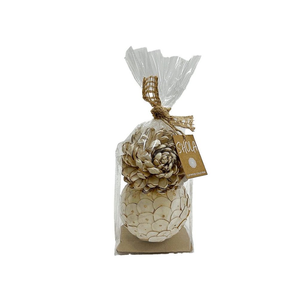 MICA Dekofigur Dekoset Blume und Kugel - Naturmaterialien - 1 Set