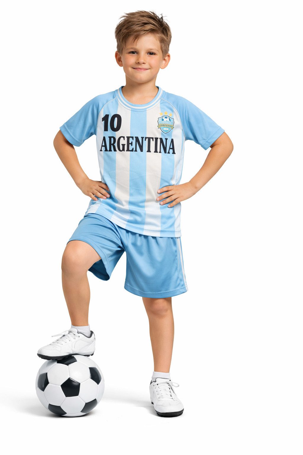 Fashion Boy Fußballtrikot Fussball Fan Set Argentinien, Argentina, Trikot + Shorts, JS292e (Set, T-Shirt + Shorts)