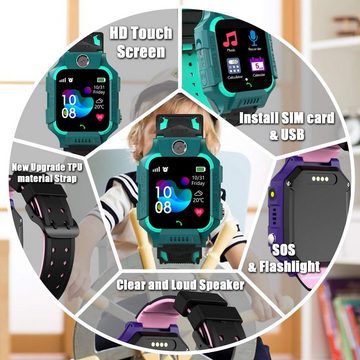 PTHTECHUS Smartwatch (1,55 Zoll), Kinderuhr Telefon mit Zwei-Wege-Gespräch MP3 Kamera Spiele Wasserdicht
