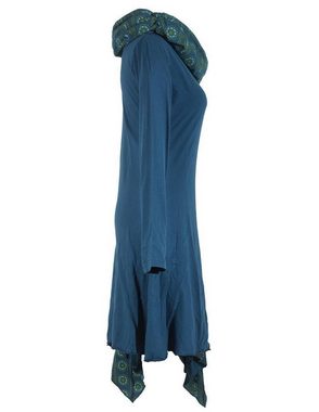 Vishes Jerseykleid Asymmetrisches Langarm Zipfelkleid mit Schalkragen Hippie, Goa, Boho, Ethno Style