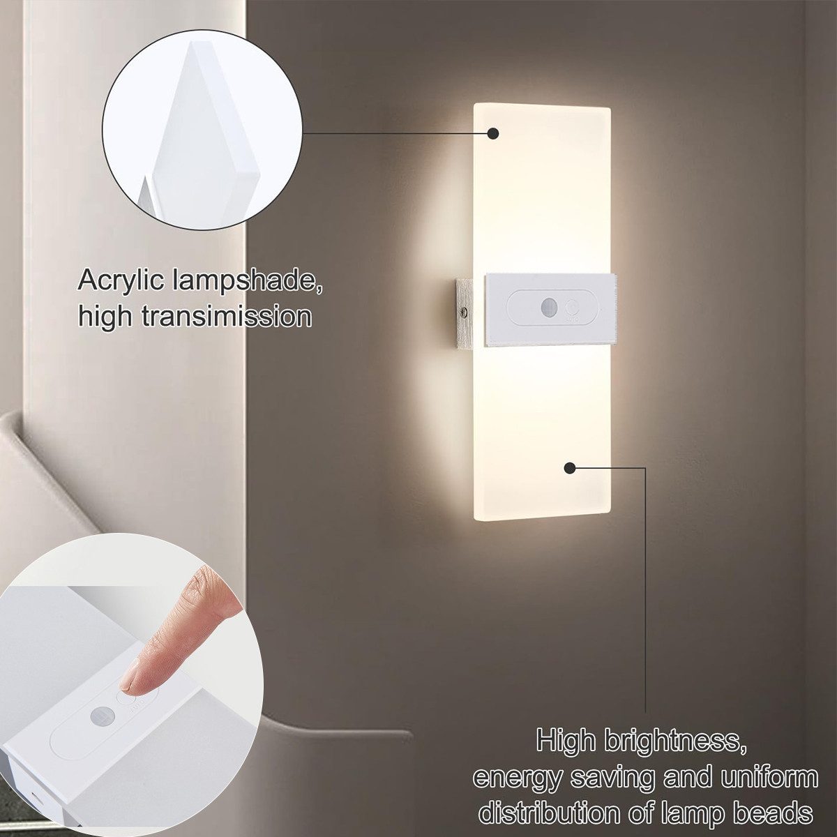ZEUOPQ LED Wandleuchte mit USB-Ladefunktion,Intelligente Sensorleuchte,LED- günstig online kaufen