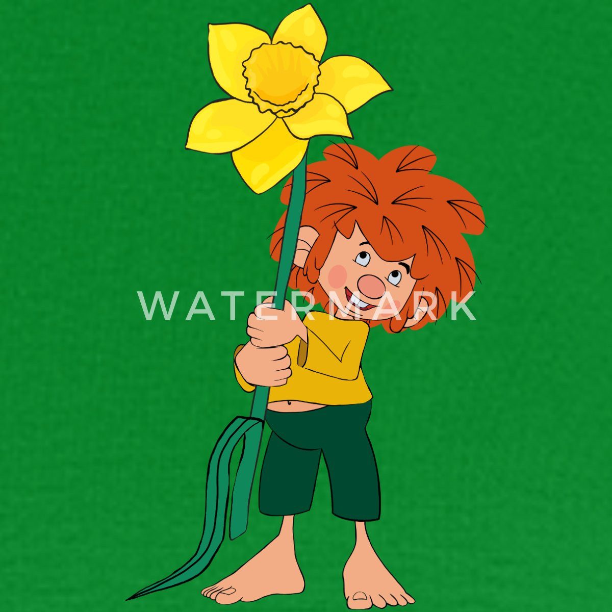 Spreadshirt T-Shirt Pumuckl Design Mit Gelber Blume Frauen Premium T-Shirt günstig online kaufen