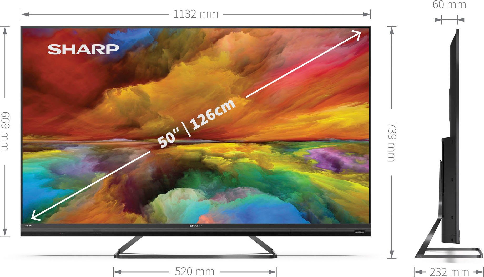 TV, Sharp Ultra Zoll, LED-Fernseher Android HD, Smart-TV) (126 cm/50 4K 4T-C50EQx