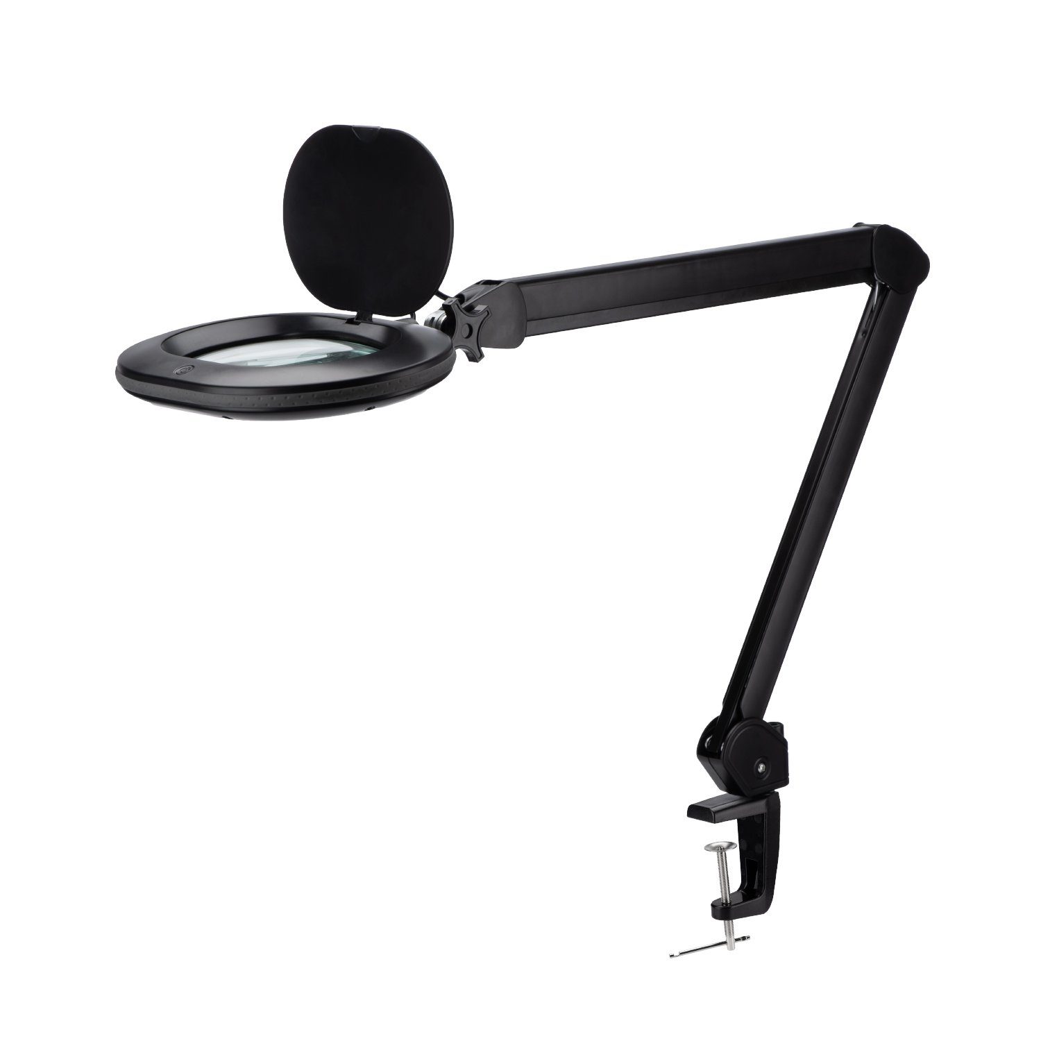 Lumeno Lupenlampe 861XGR Lupenleuchte Lupenlampe mit ovaler Echtglaslinse kristallklar, LED fest integriert, Kaltweiß, 6500 K