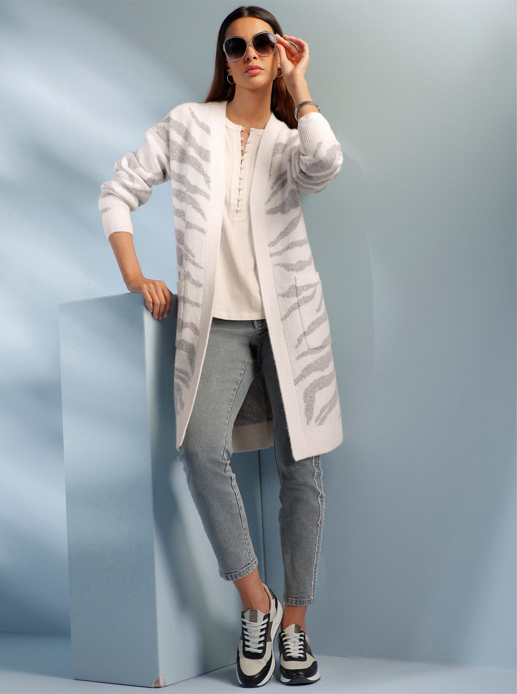 heine Strickjacke Strickmantel Langarm Jacquard