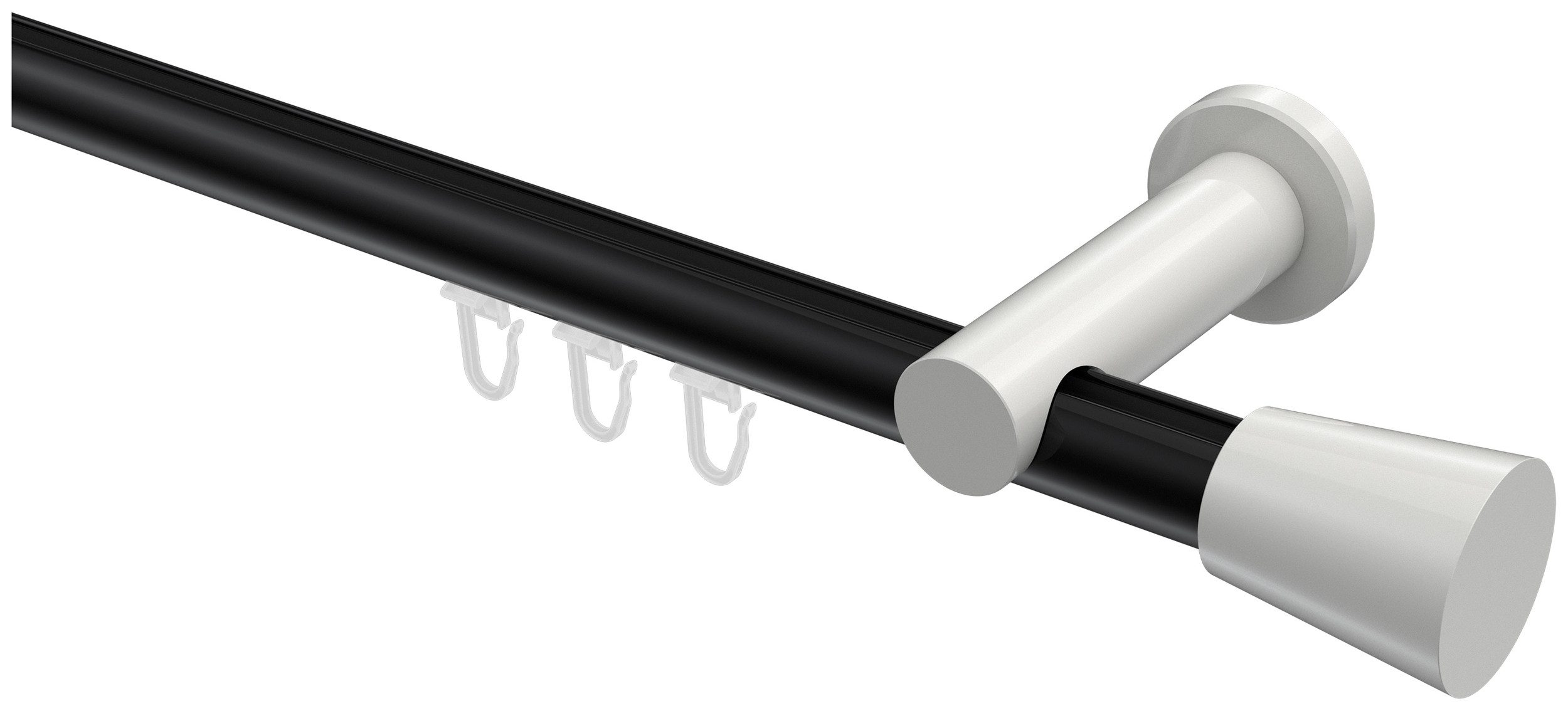 INTERDECO Innenlaufschiene Platon Sitra, Ø 20 mm, 1-läufig, Fixmaß, kürzbar, Wandmontage, Aluminium, Schwarz / Weiß / Bicolor