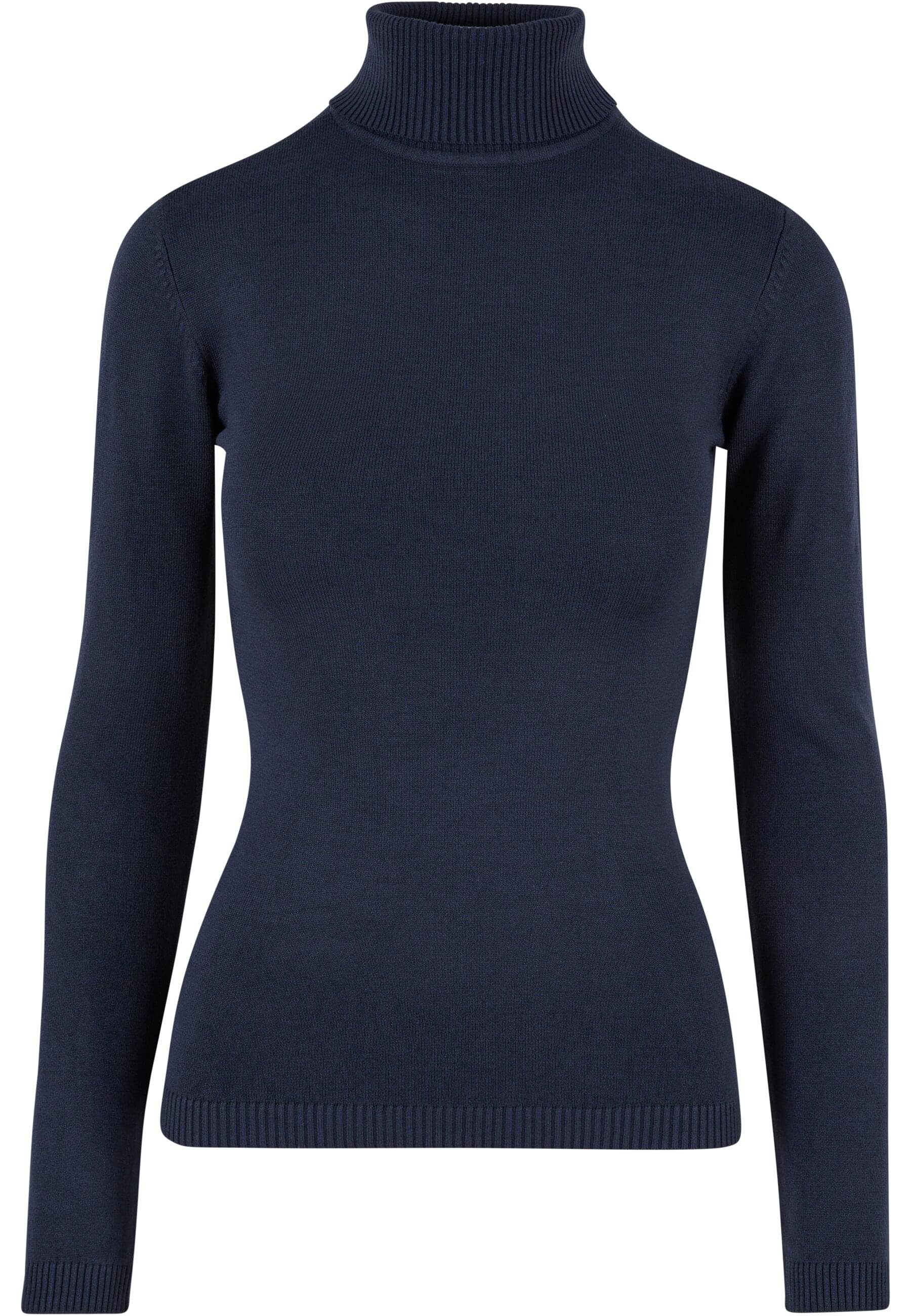 URBAN CLASSICS Strickpullover Damen Ladies Knitted Turtleneck Sweater (1-tlg) navy