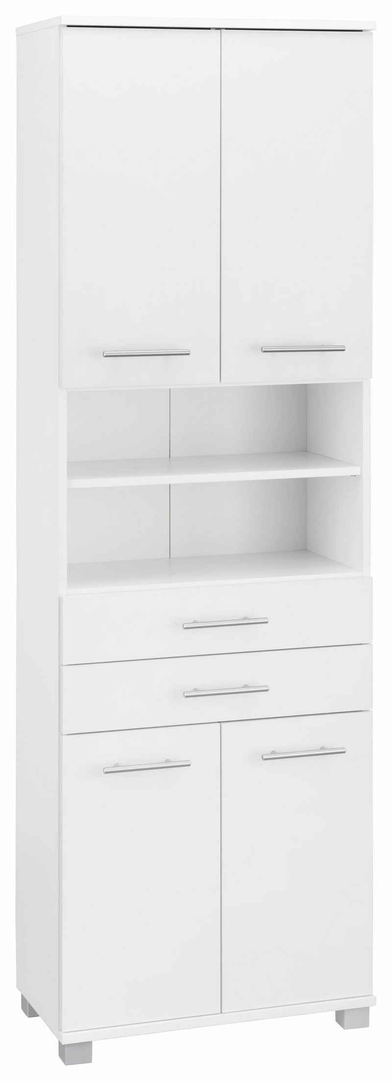 Schildmeyer Hochschrank Emmi Breite 60 cm, Metallgriffe, mit 2 Schubkästen