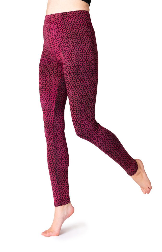 Leggings Unikat Batik Leggings Blume des Lebens handgefertigte lange Leggings