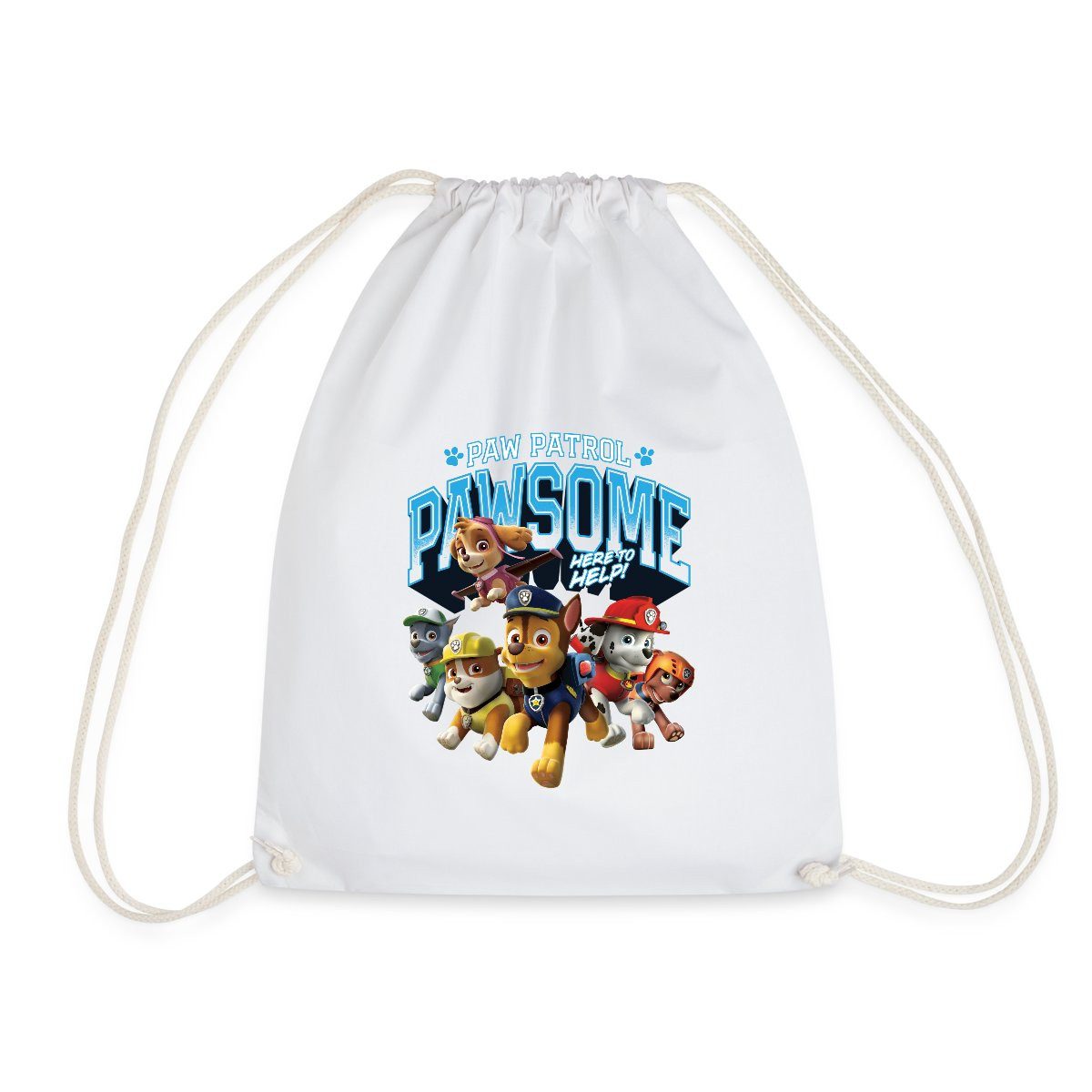 Spreadshirt Turnbeutel Paw Patrol Pawsome Here To Help Spruch Blau Turnbeutel (1-tlg)