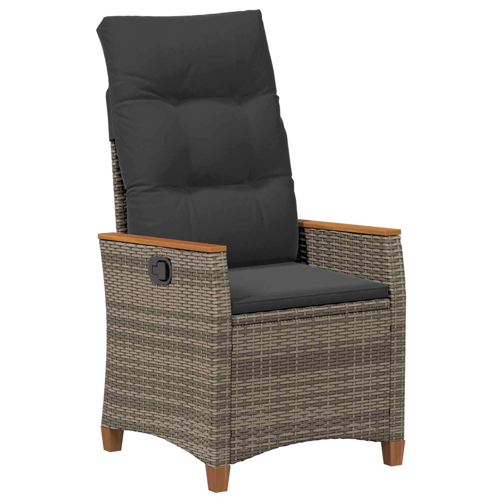 vidaXL Gartenstuhl Verstellbarer Gartenstuhl Grau und Dunkelgrau Poly-Rattan (1 St)