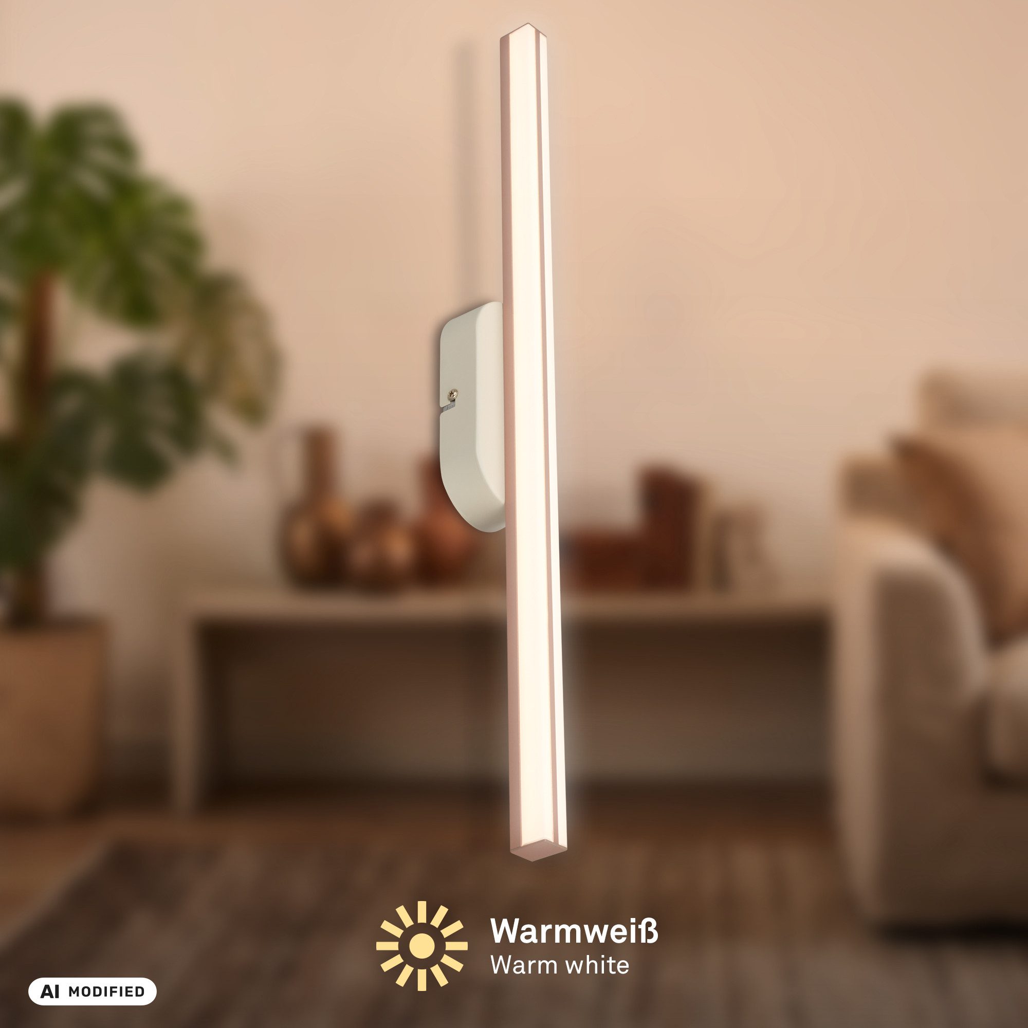Briloner Leuchten LED Wandleuchte Design 7W, 600lm, warmweiß 3000K, moderne Wandlampe, LED fest integriert, Warmweiß, 7x30x5,5 cm, Wohnzimmer, Flur, Schlafzimmer