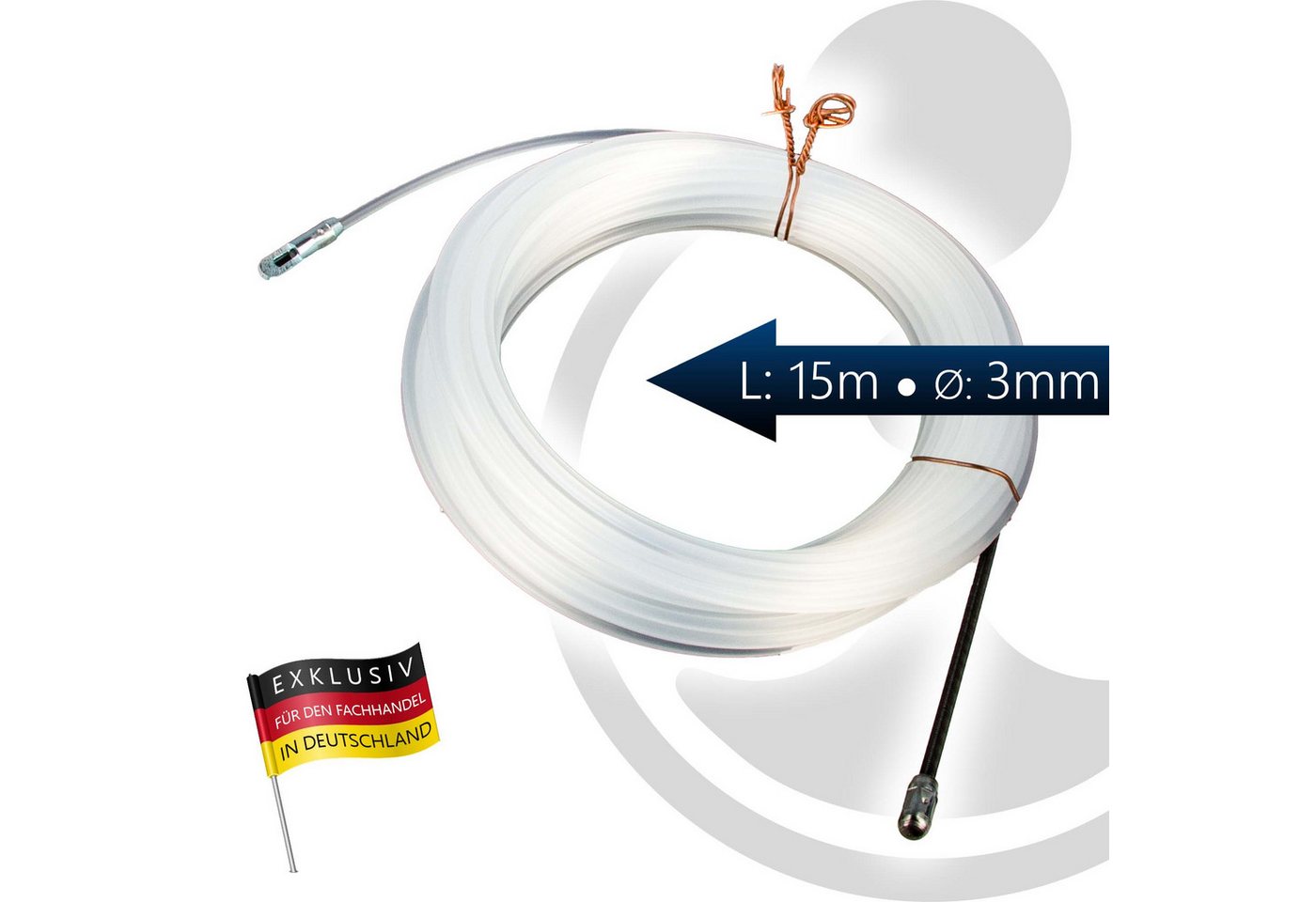 Thumbnail - MASTERPROOF PROFESIONAL Montagewerkzeug Kabel Einziehdraht Einziehhilfe Ø 3 mm x15 m, Perlondraht