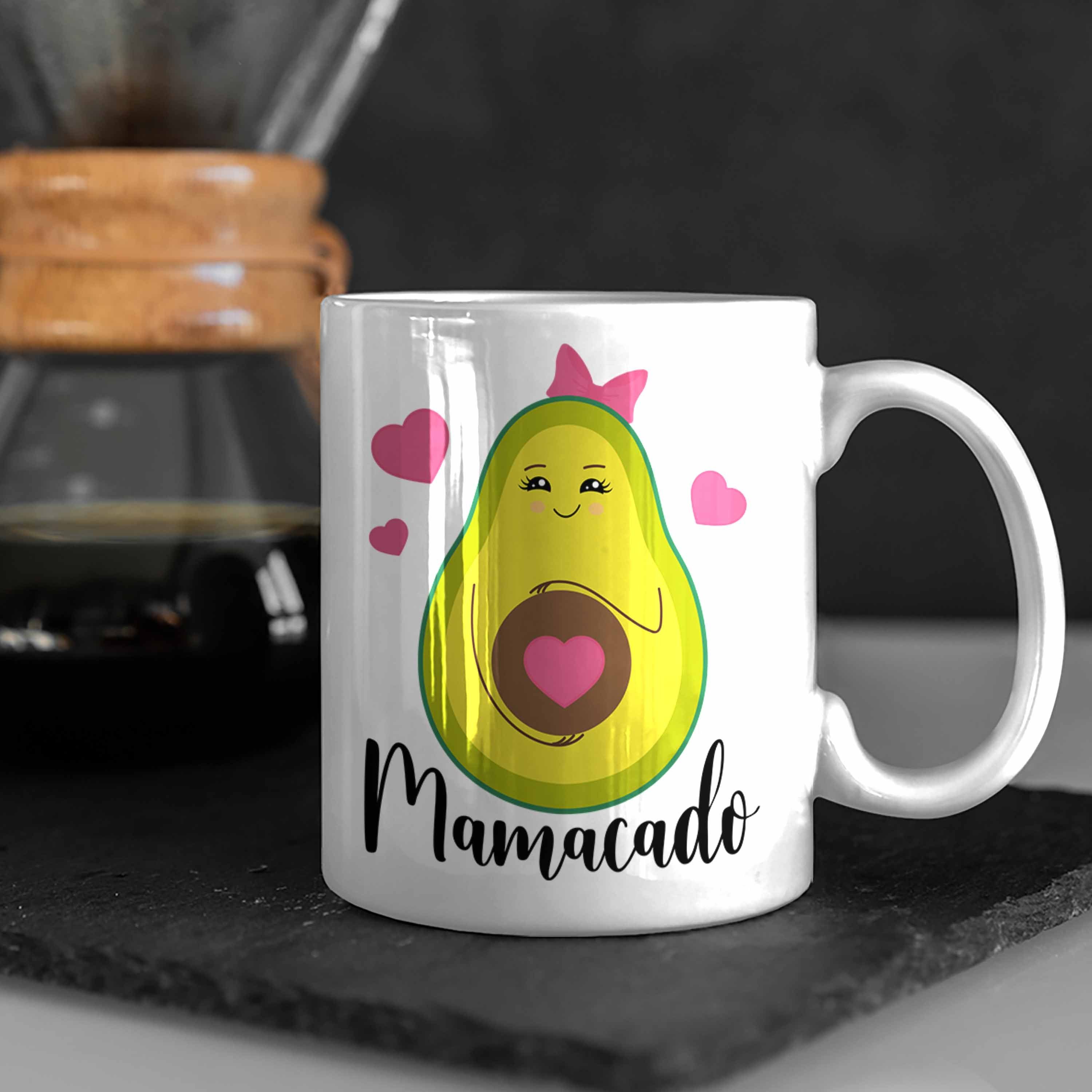 Tasse Schwangerschaft Verkünden - Geschenkidee Trendation Avokado Tasse Geschenk Trendation Mamacado Weiss