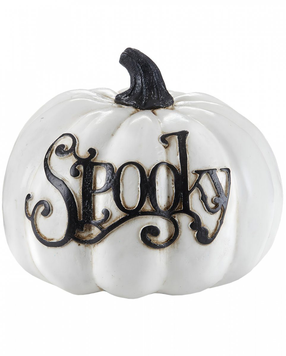 Horror-Shop Dekoobjekt Weißer Spooky Halloween Pumpkin Kürbis 20x16 cm