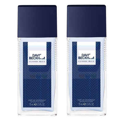 DAVID BECKHAM Duft-Set Classic Blue Parfum Spray Deodorant Männer 75ml -, 2-tlg., Herrenduft Duftspray Männerduft Duft Geschenk frischer Duft Parfüm