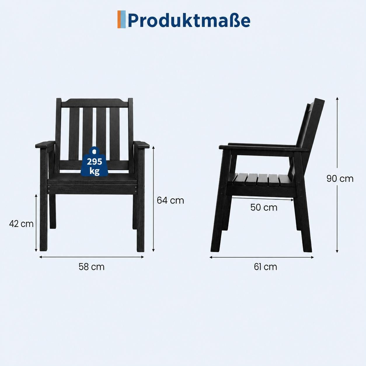 GarveeMore Gartenstuhl Großformat Outdoor Stühle Armlehnstuhl wetterfeste HDPE-Holzstuhl (2 St), Bistrostühle Für Garten, Rasen, Hinterhof, Poolbereich (2er Set)