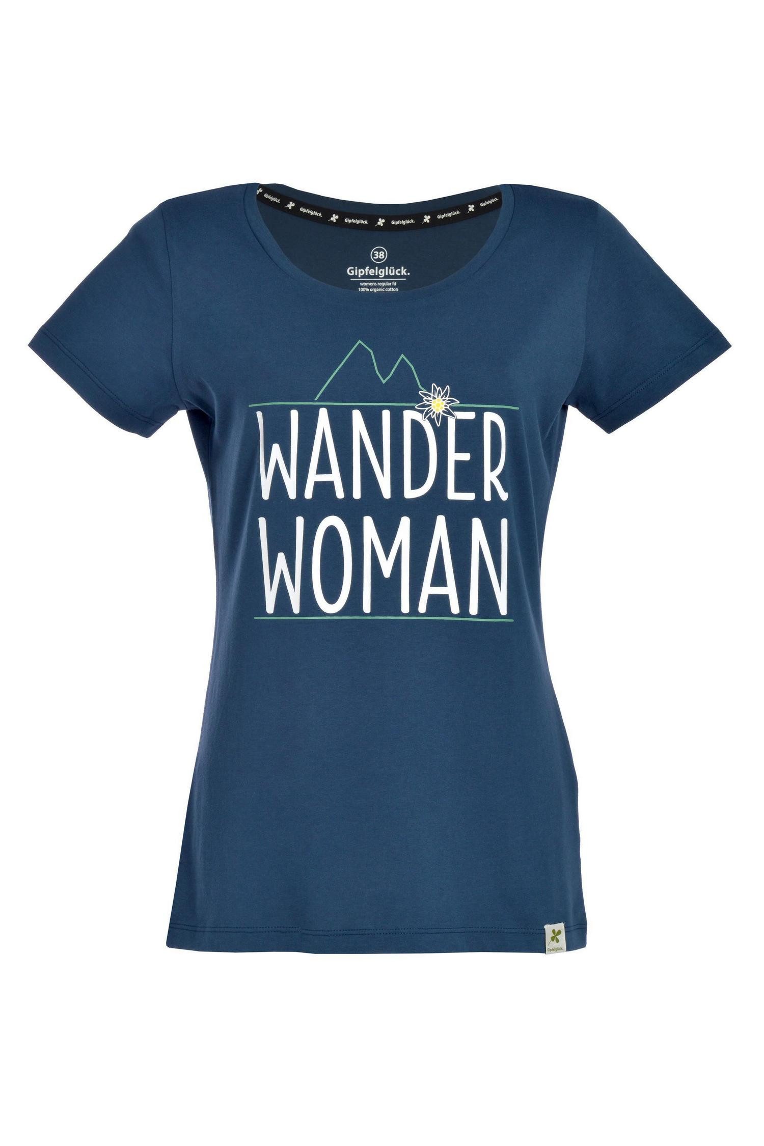 Gipfelglück T-Shirt Gipfelglück Damen T-Shirt Carlotta, Wander Woman-Print Pflegeleicht, Bio-Baumwolle