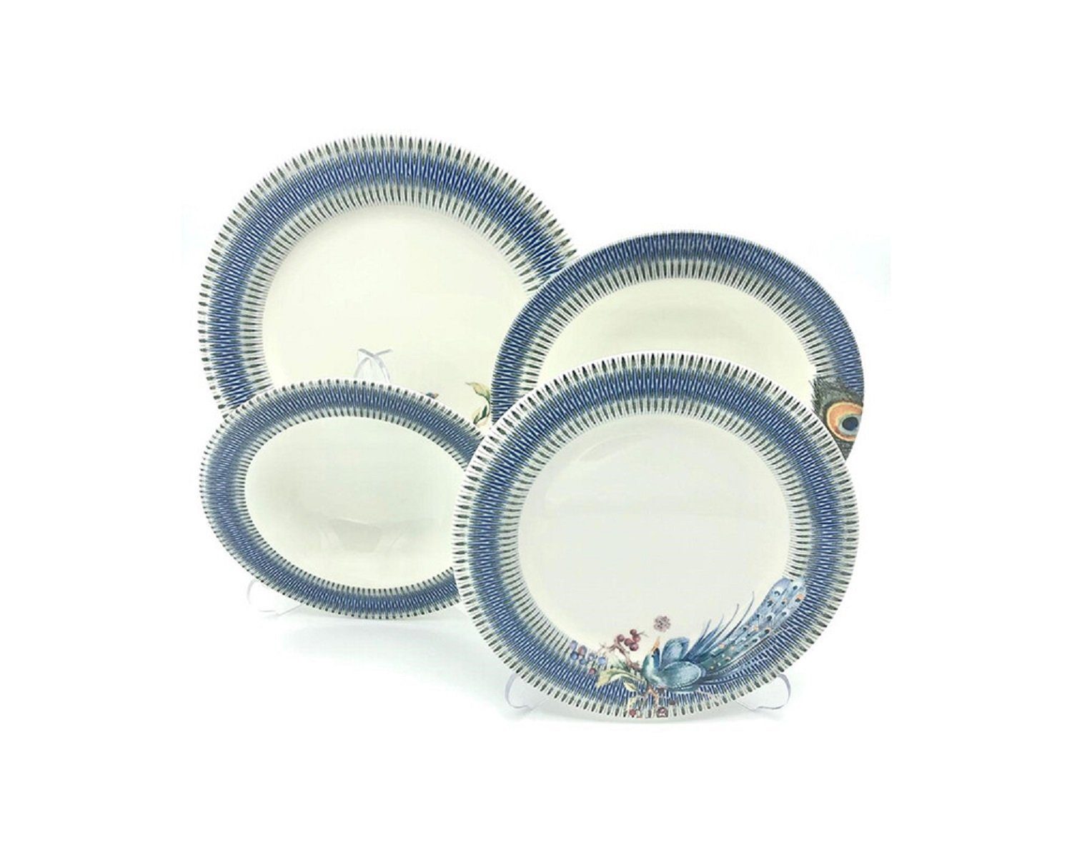 Schäfer Elektronik Geschirr-Set - Esservice aus Porzellan - 24tlg mit Muster, Porzellan, ideal für Haushalt, perfekt für den täglichen Gebrauch