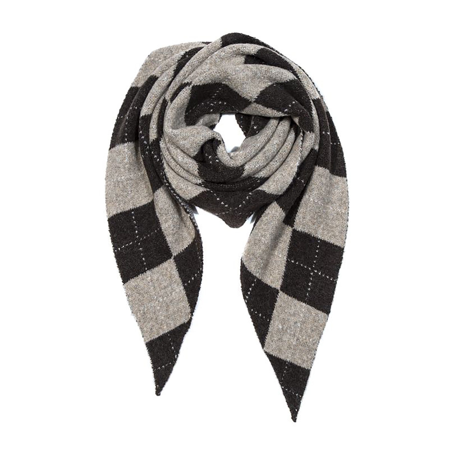 Faera Modeschal Argylemuster Rauten Kontrastlinien für Damen, (1-St), Argylemuster, Großflächige Rauten, Feine Kontrastlinien