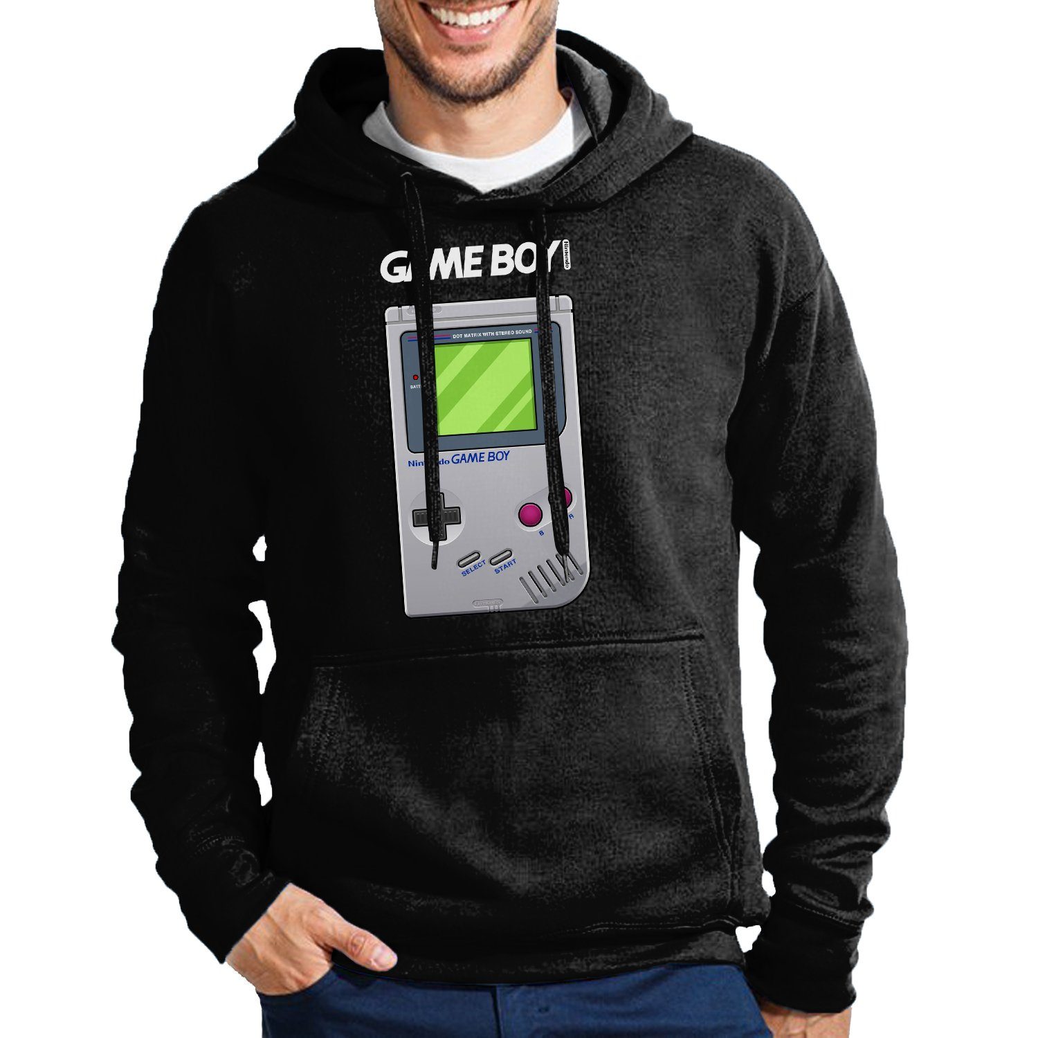 Blondie & Brownie Hoodie Herren Game Boy Retro Nintendo Konsole Gamer mit Kapuze Schwarz | Sweatshirts