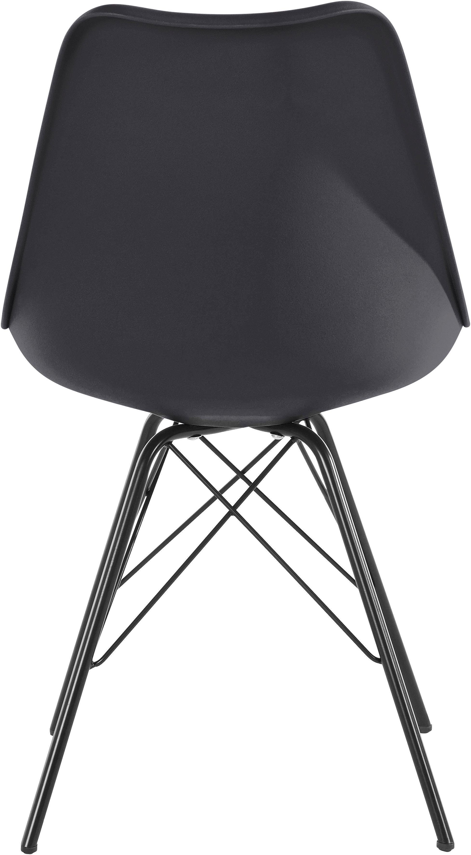 | in Kunstleder schwarz 4-Fußstuhl mit 01 Sitzkissen 2 Sitzschale St), schwarz (Set, Homexperts Ursel