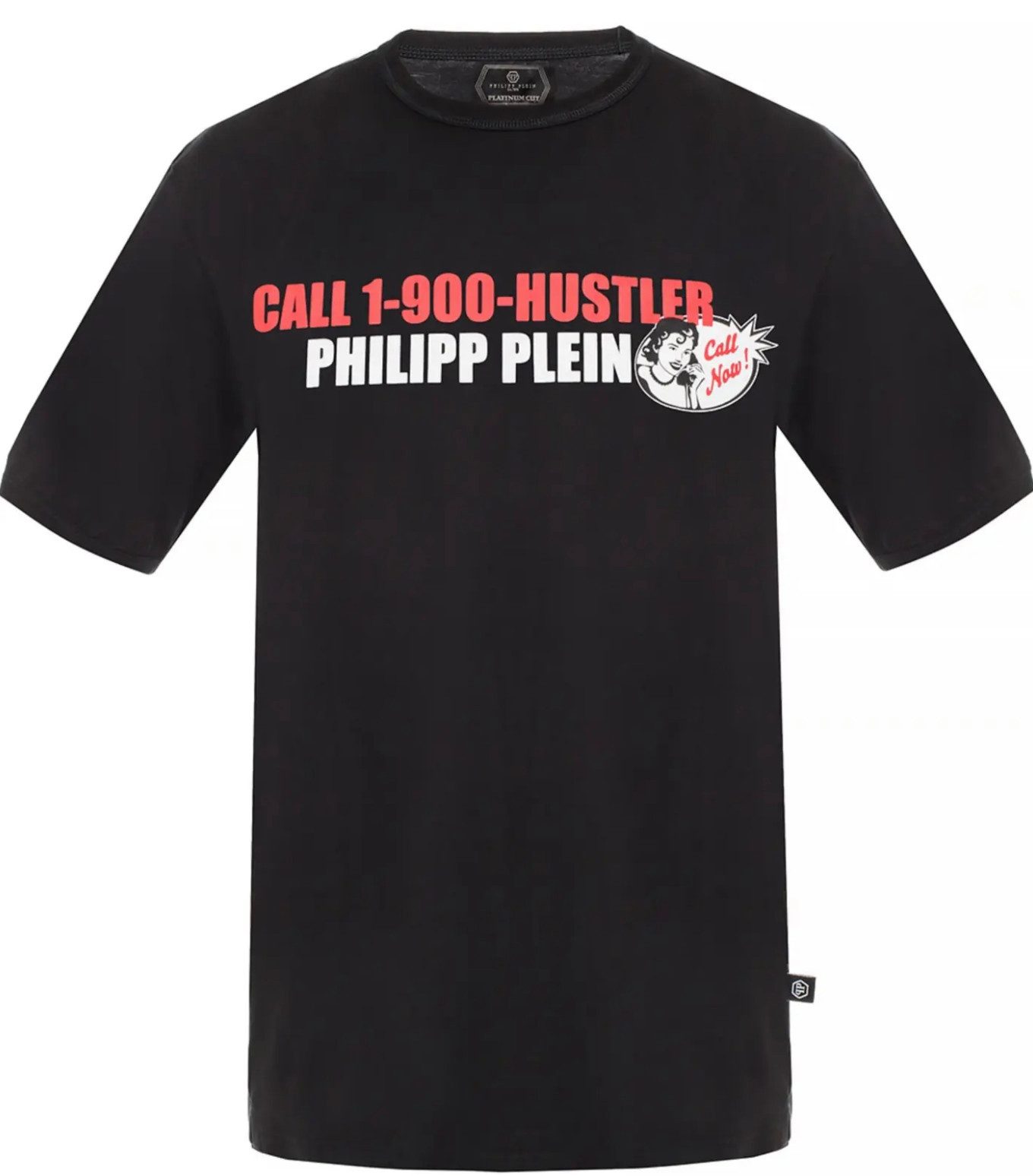 PHILIPP PLEIN T-Shirt Platinum Cut Round Neck Statement Shirt Saumnähte mit Zweinadelstich,Hexagonales Logo,Gerippter Halsausschnitt