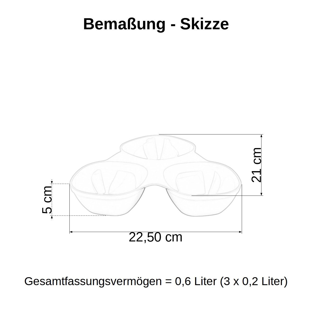 Engelland Snackschale Kunststoffschale mit 3 Fächern, Kunststoff, (Vorteils-Set, 1-tlg), BPA-frei, robust, spülmaschinen- und mikrowellengeeignet