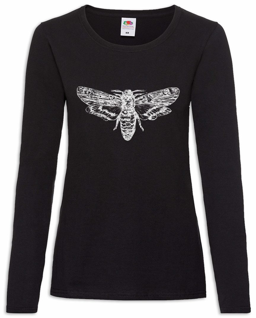 Langarmshirt Moth Damen Langarmshirt Motte Death Skelett Skeleton Black White