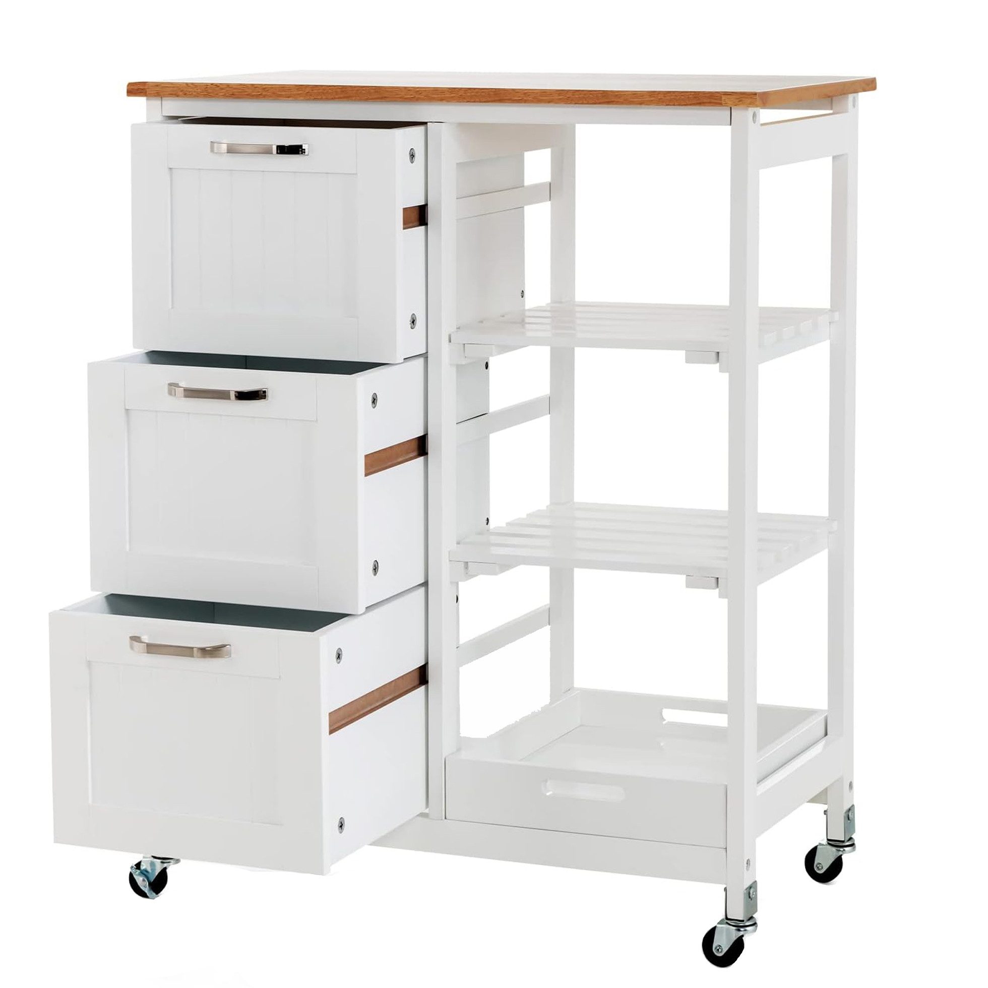 KOMFOTTEU Küchenwagen Servierwagen, mit 3 Schubladen & 3 Ablagen, 67 x 37 x günstig online kaufen
